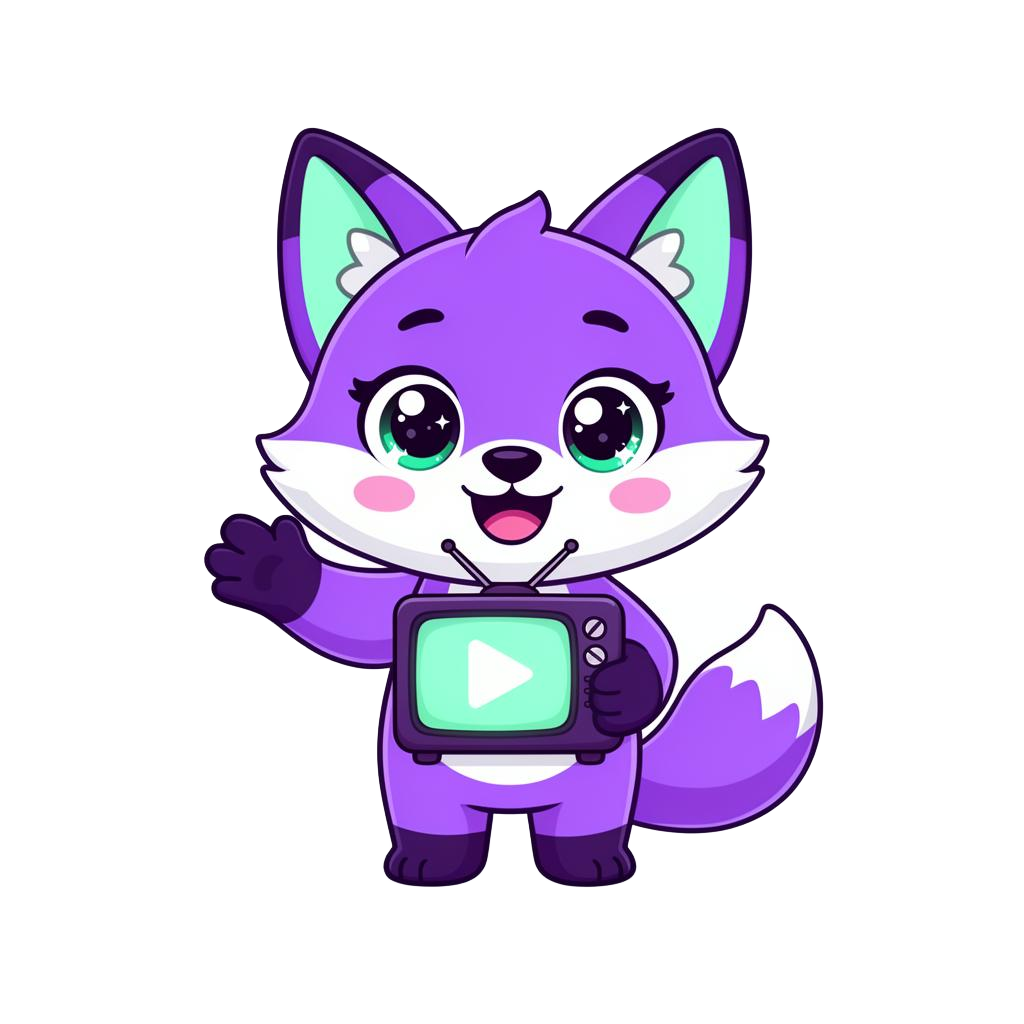 Bingo the fox holding a TV